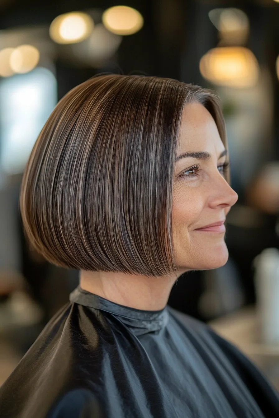 16. Espresso Straight Blunt Bob with Gloss Finish (Blunt Haircuts For Women Over 60) - Blunt Haircuts For Women Over 60