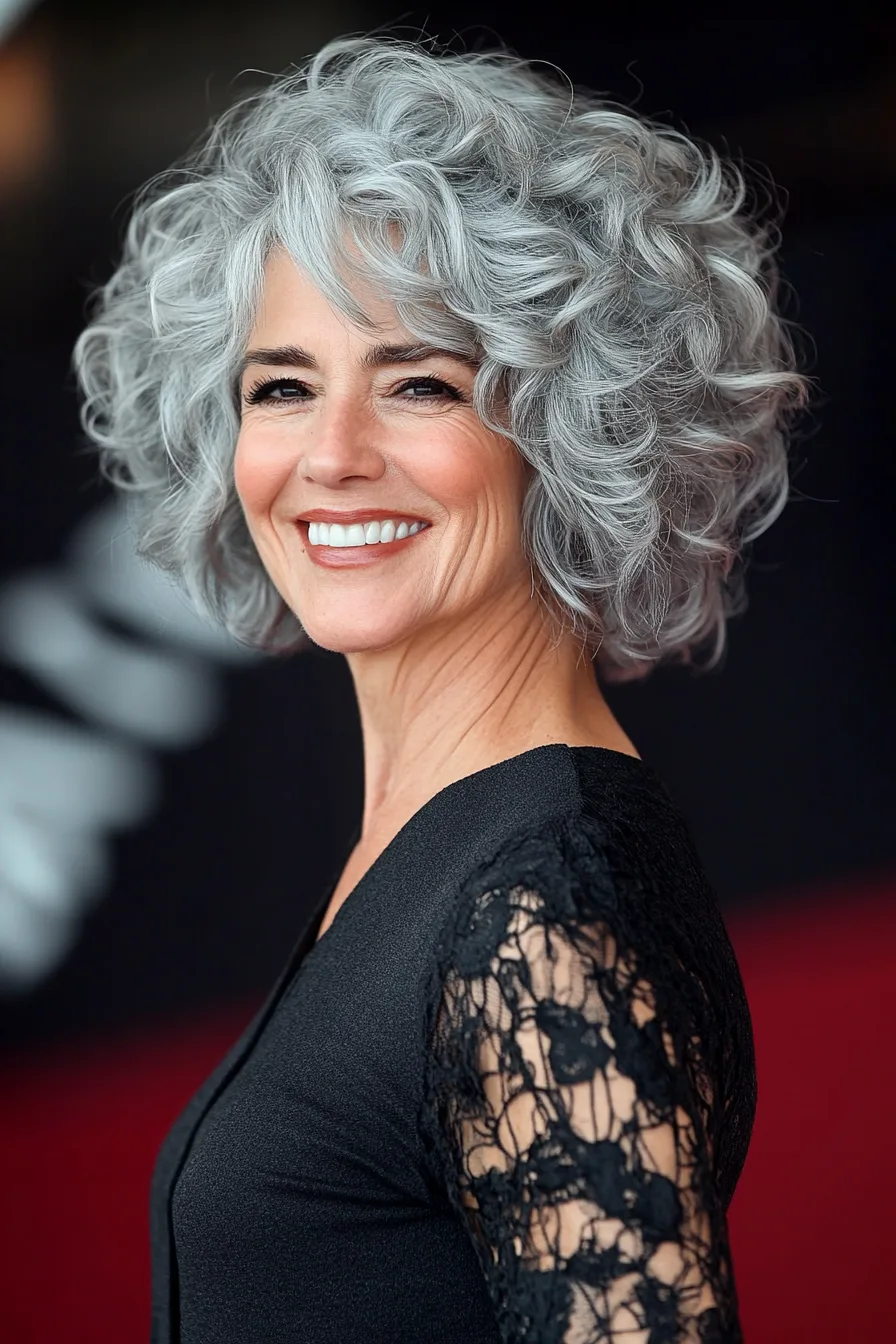 17. Ash Gray Cropped Curls with Edge (Edgy Hairstyles For Women Over 60) - Edgy Hairstyles For Women Over 60