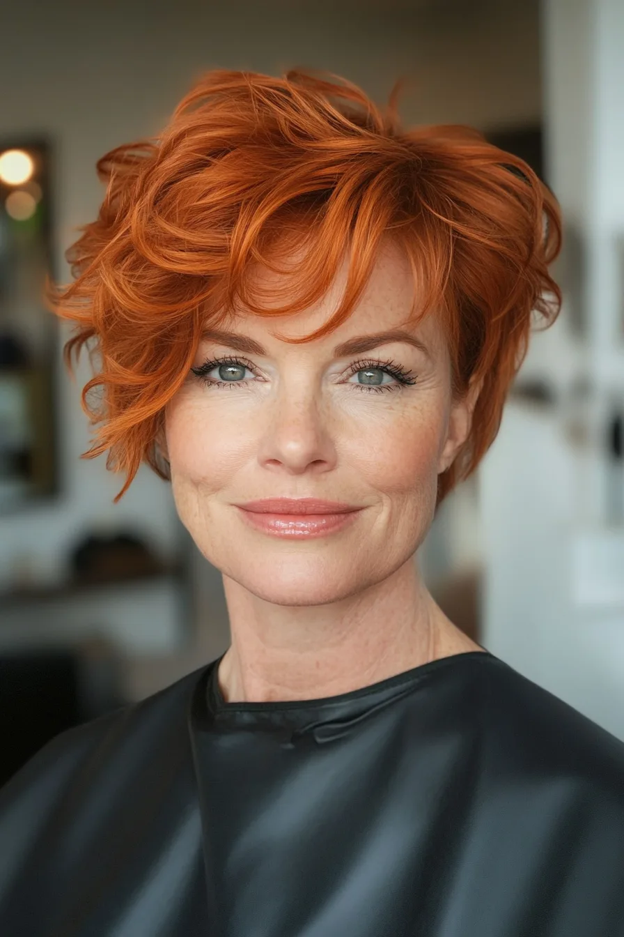 17. Mini Shag Pixie with Soft Copper (Short Hairstyles For Thick Hair For Women Over 50) - Short Hairstyles For Thick Hair For Women Over 50