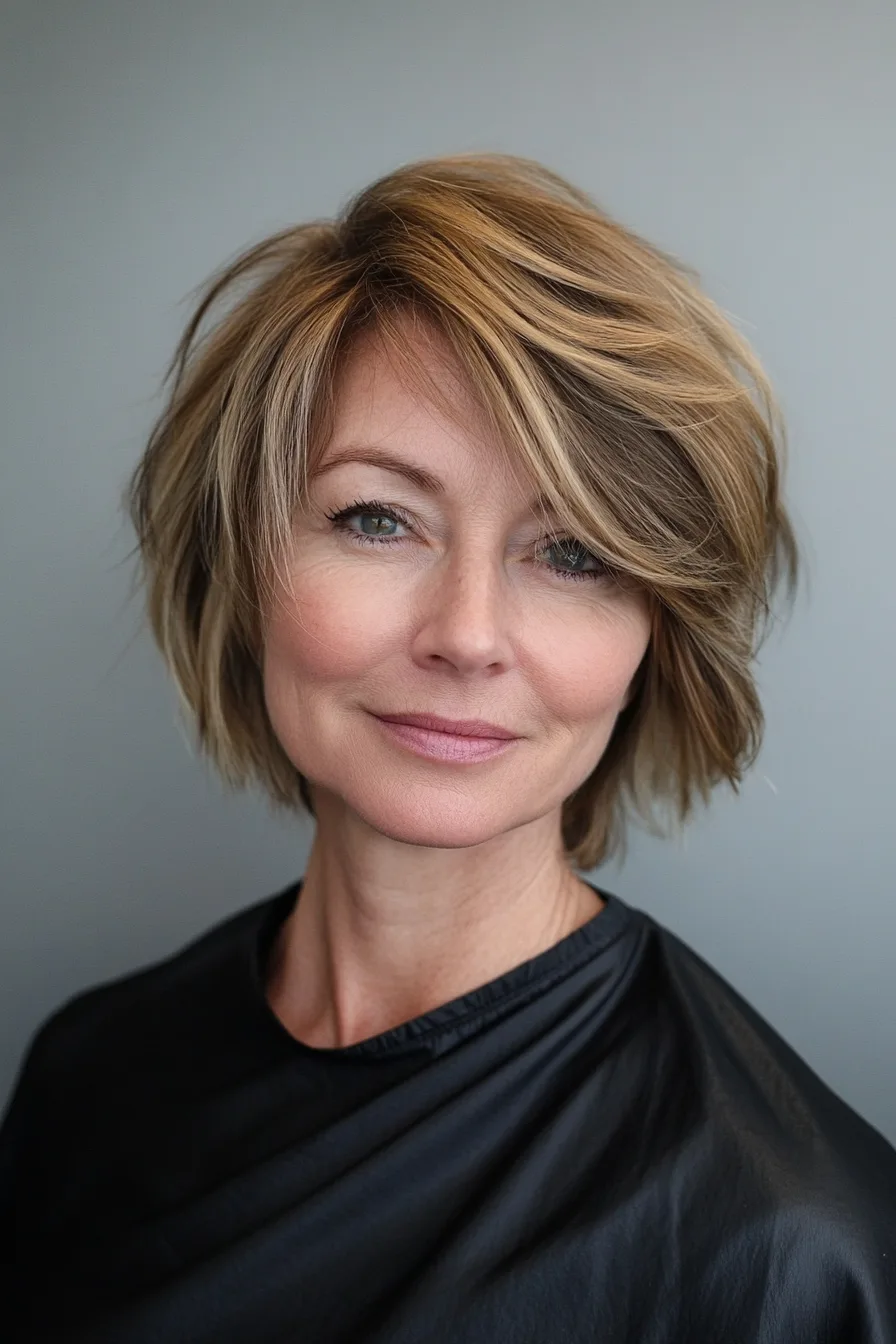 17. Soft Caramel Undercut Shag Bob (Undercut Hairstyles For Women Over 50) - Undercut Hairstyles For Women Over 50