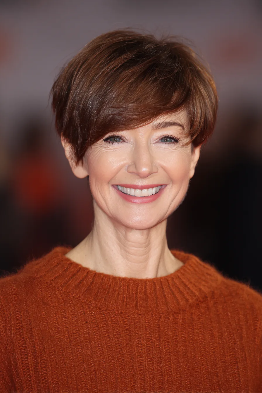 18. Chestnut Pixie with Side Sweep (Fall Haircuts For Women Over 50) - Fall Haircuts For Women Over 50