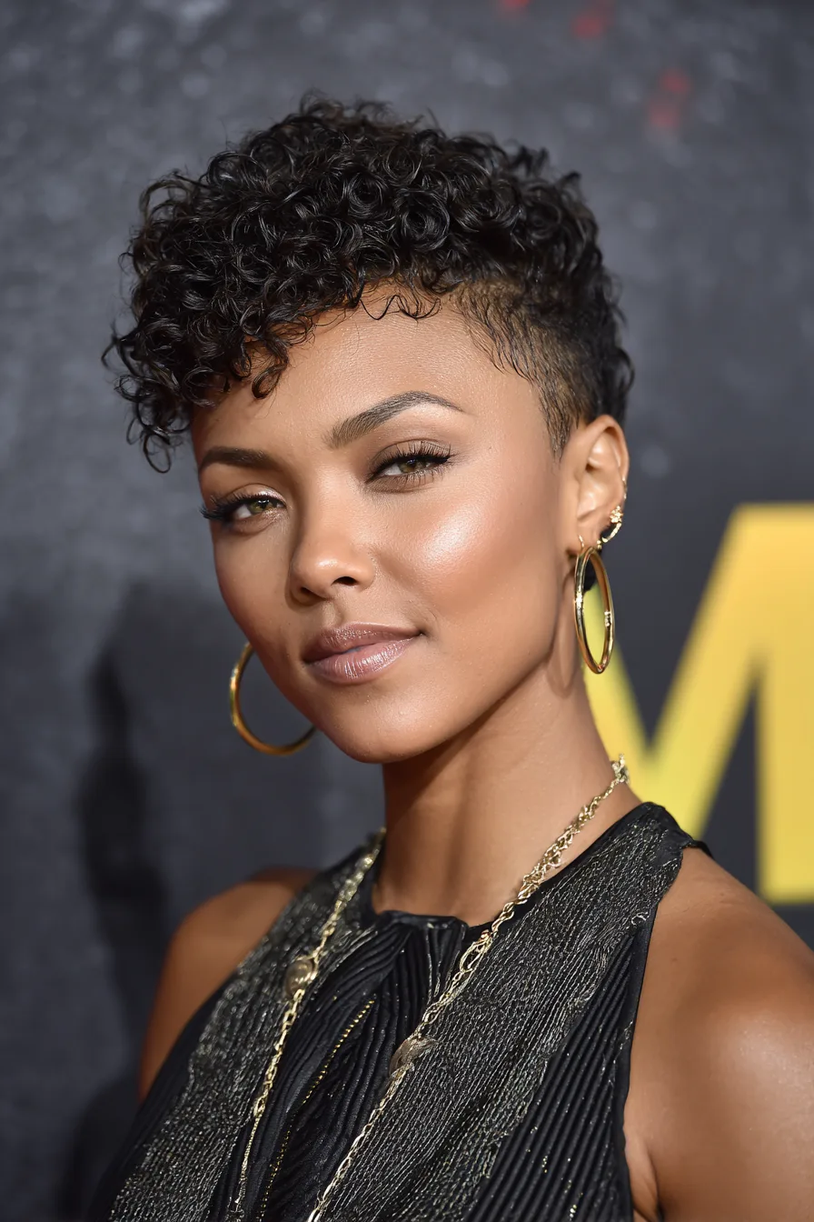 18. Natural Black Sculpted Curl Fade (Short Curled Hairstyles) - Short Curled Hairstyles