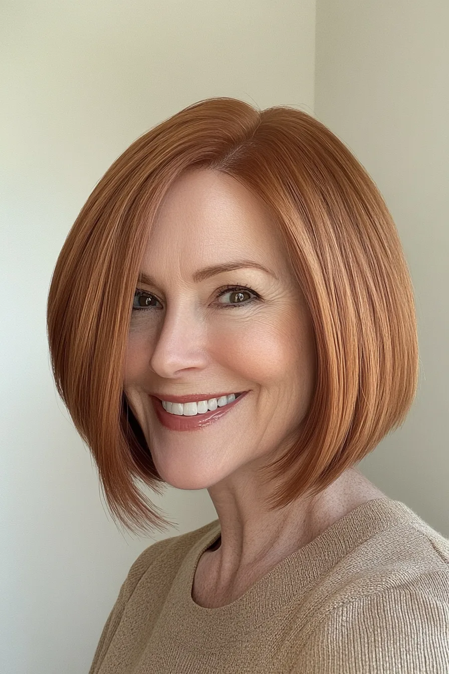 19. Light Auburn Classic Blunt Bob (Blunt Haircuts For Women Over 60) - Blunt Haircuts For Women Over 60
