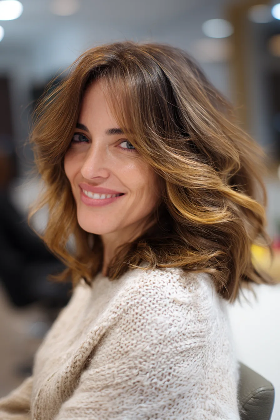19. Mocha Balayage Shoulder Cut (Fall Haircuts For Women Over 50) - Fall Haircuts For Women Over 50