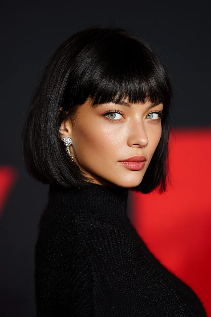 19. Refined Raven Black Straight Bob (Old Money Haircuts) - Old Money Haircuts