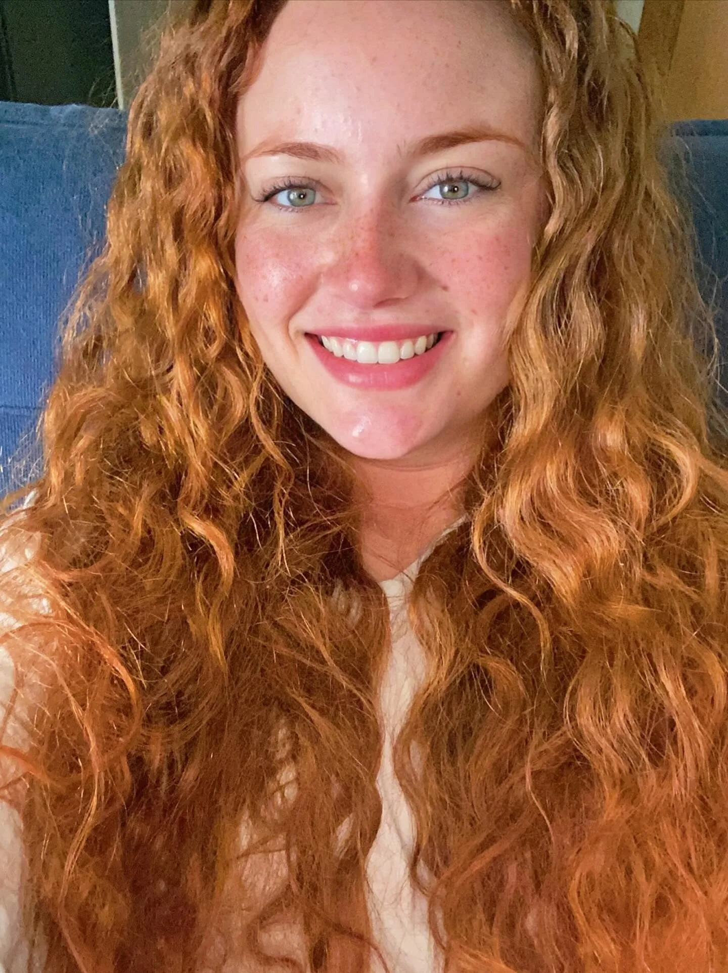 2. Long Copper Waves with Natural Volume (Messy Curly Hair)