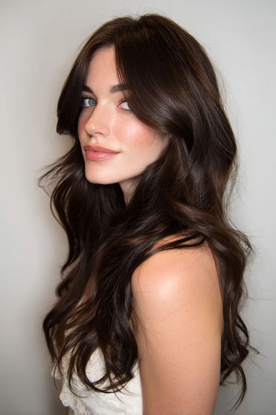 2. Loose Waves with Dark Espresso Shine (Wedding Hairstyles) - Wedding Hairstyles