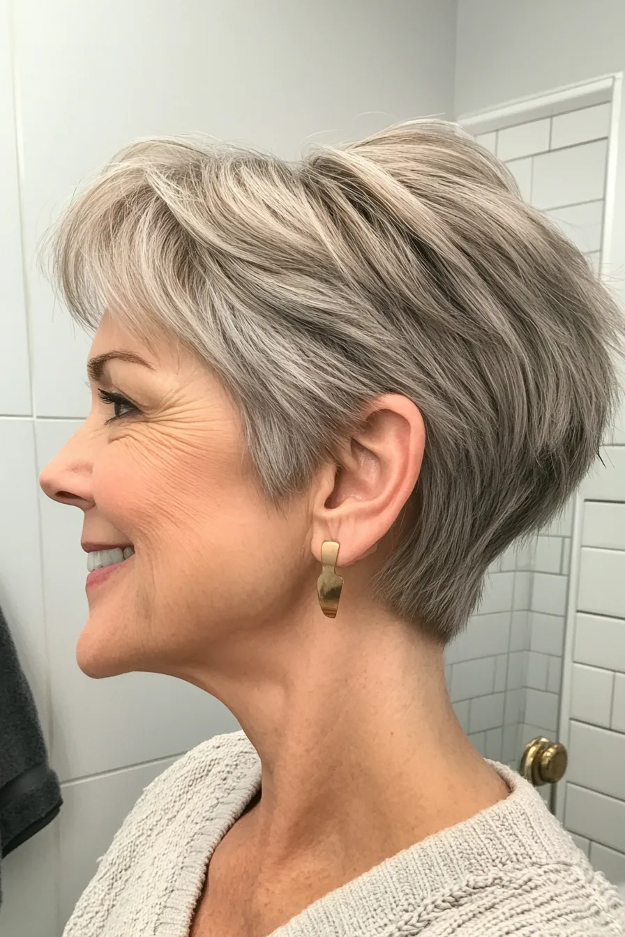 2. Textured Crop with Ash Brown Tones (Short Wispy Haircuts Older Women) - Short Wispy Haircuts Older Women