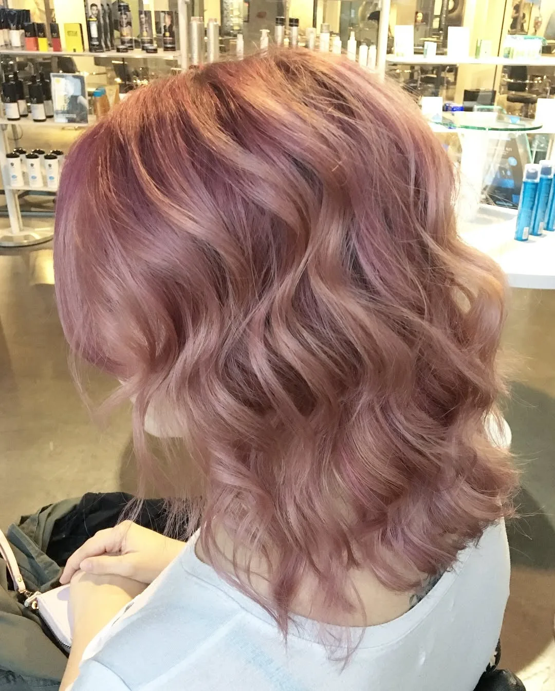2. Textured Waves in Dusty Rose (Dusty Rose Hair Color)