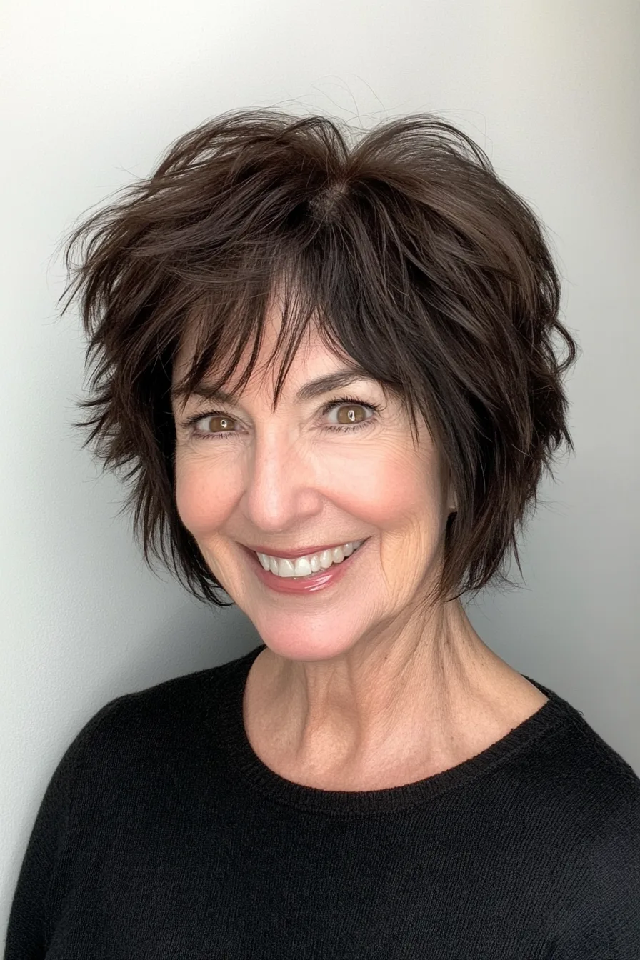 20. Dark Brown Tapered Cut with Edgy Texture (Edgy Hairstyles For Women Over 60) - Edgy Hairstyles For Women Over 60