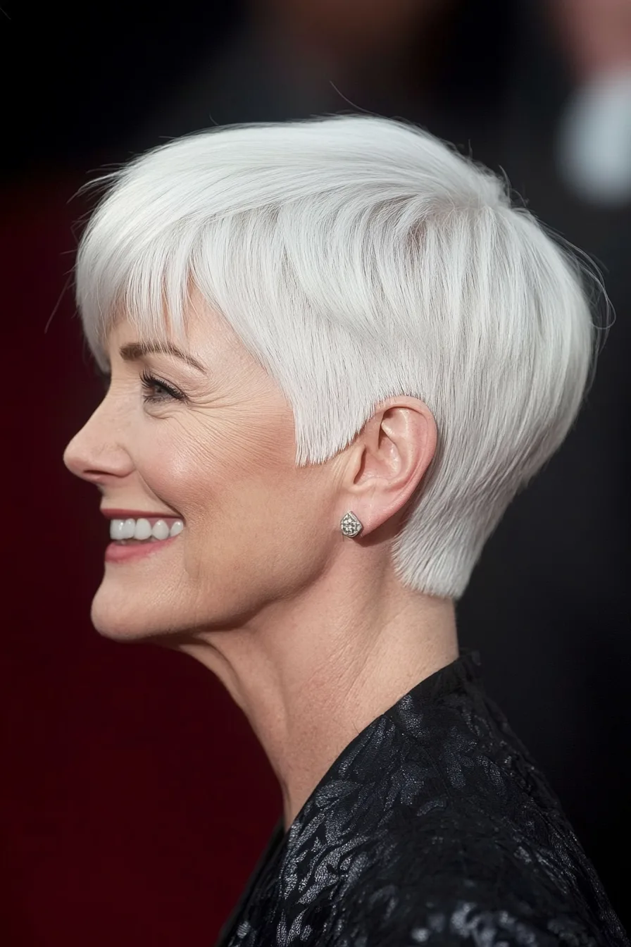 20. Snow White Straight Blunt Pixie (Blunt Haircuts For Women Over 60) - Blunt Haircuts For Women Over 60