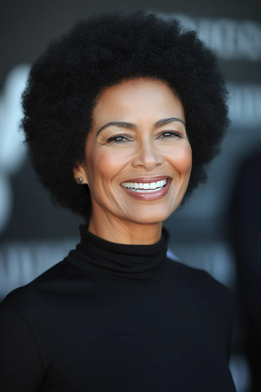 21. Short Tapered Afro with Salt-and-Pepper (Short Hairstyles For Thick Hair For Women Over 50) - Short Hairstyles For Thick Hair For Women Over 50