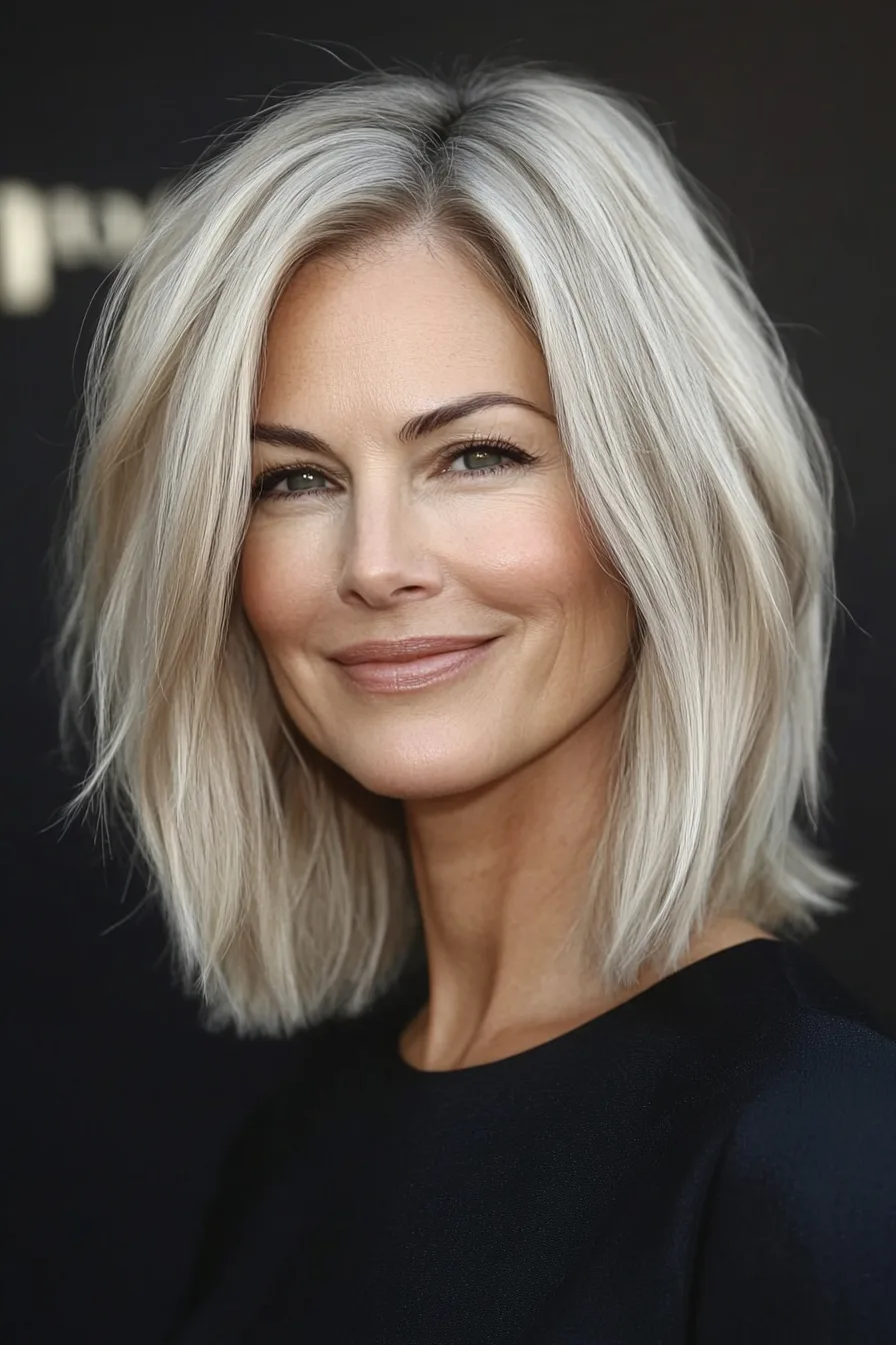 21. Volumized Bob with Champagne Blonde (Easy Haircuts For Women Over 40) - Easy Haircuts For Women Over 40