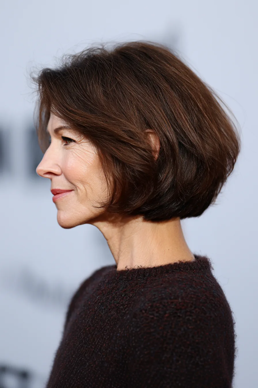 22. Rich Espresso Chin-Length Cut (Fall Haircuts For Women Over 50) - Fall Haircuts For Women Over 50