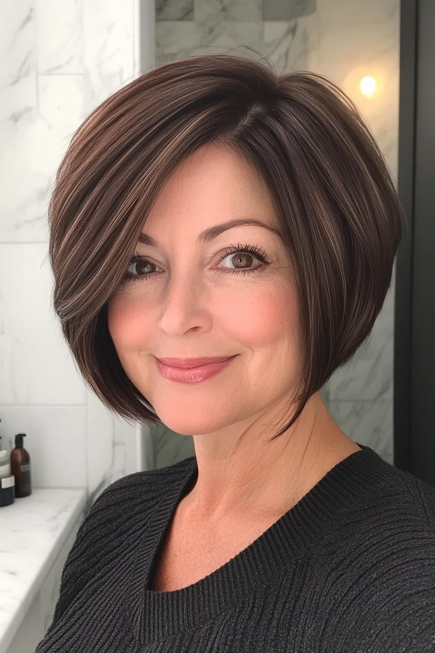 22. Rounded Bob with Mahogany (Short Hairstyles For Thick Hair For Women Over 50) - Short Hairstyles For Thick Hair For Women Over 50