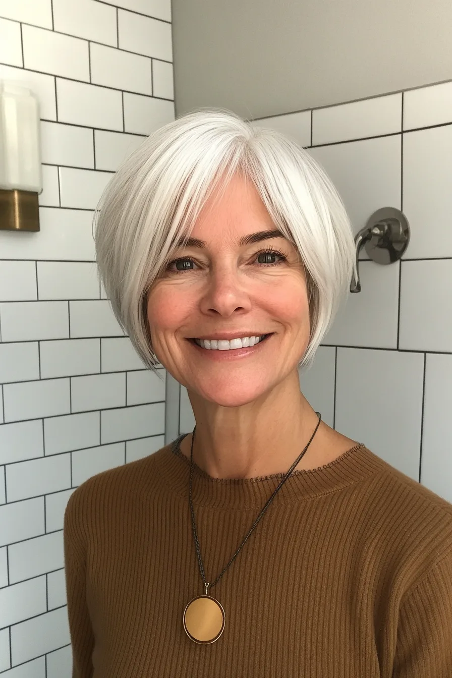 22. Soft White Undercut Bowl Cut (Undercut Hairstyles For Women Over 50) - Undercut Hairstyles For Women Over 50