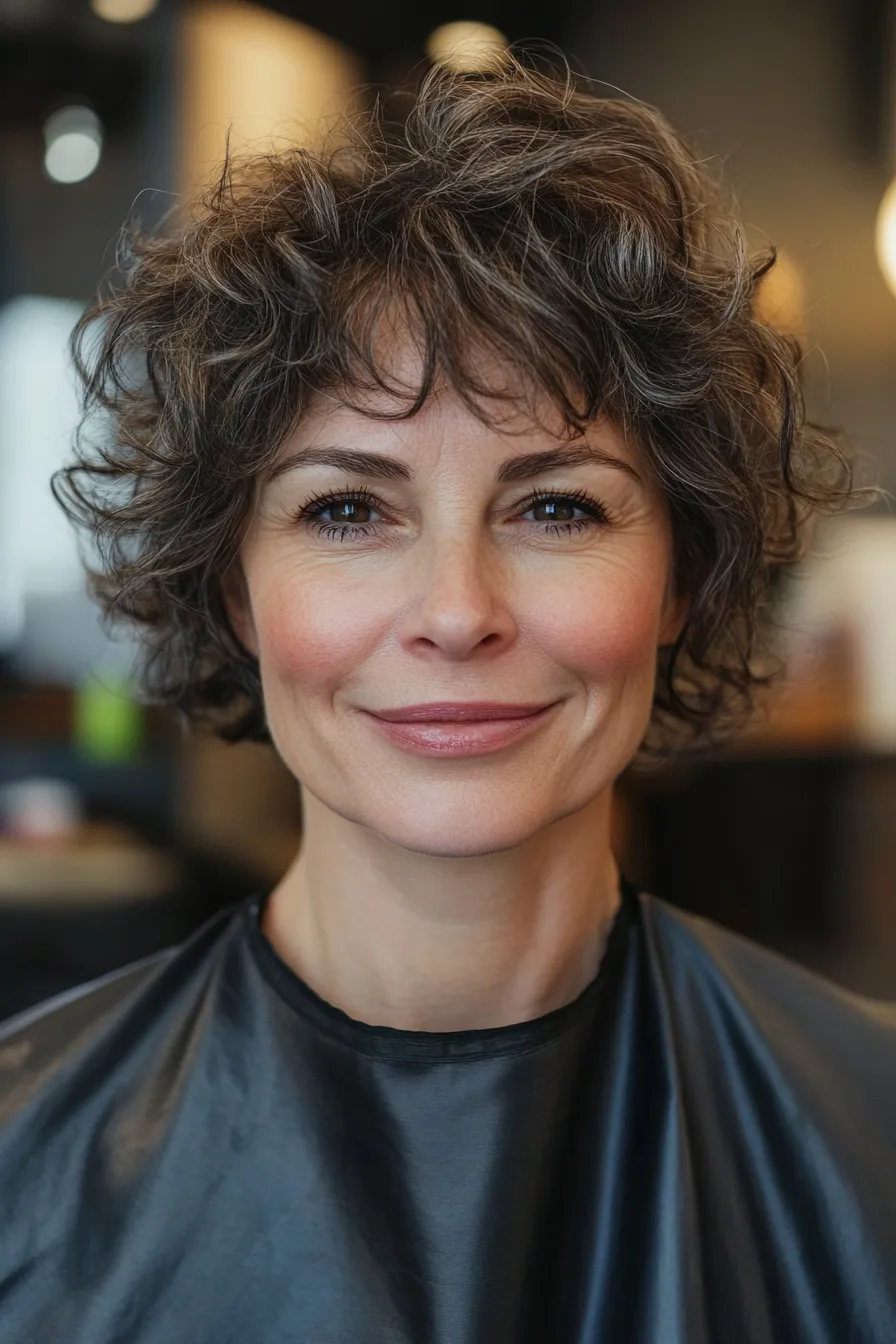23. Cropped Curls with Natural Salt and Pepper (Easy Haircuts For Women Over 40) - Easy Haircuts For Women Over 40