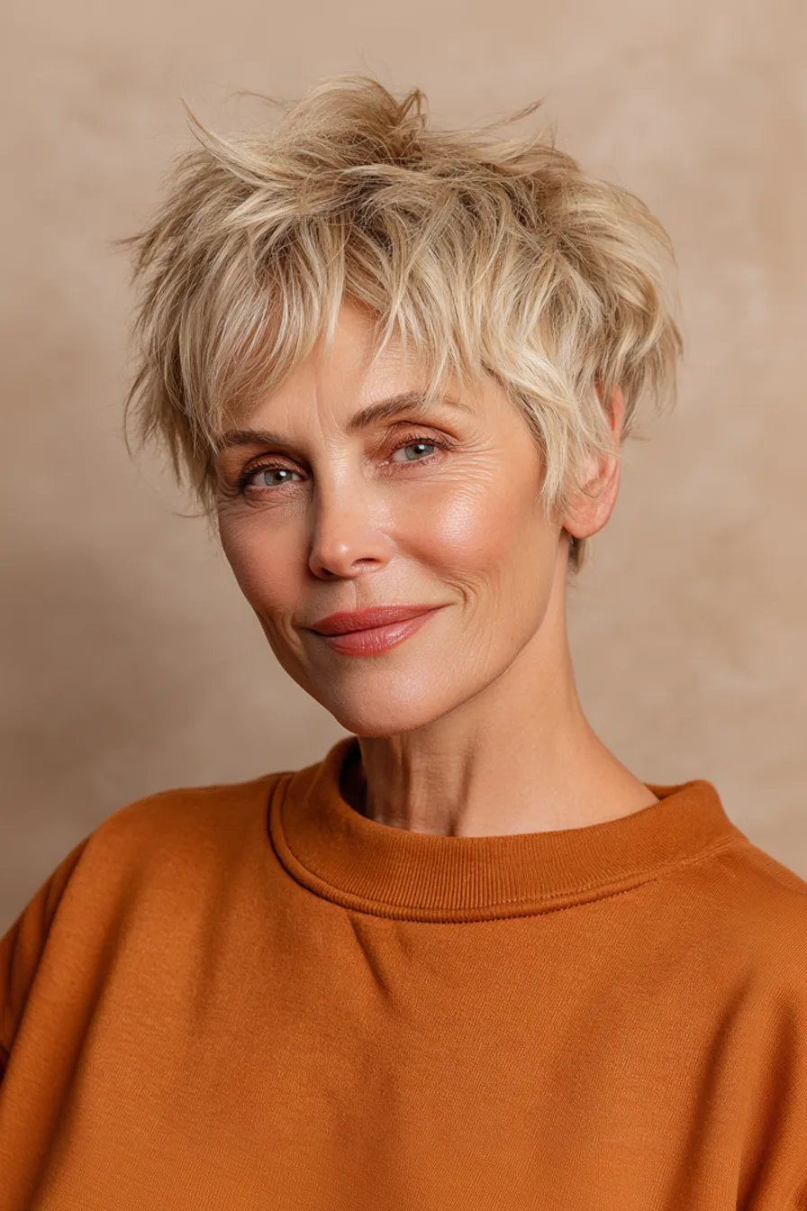 23. Golden Honey Layered Crop (Fall Haircuts For Women Over 50) - Fall Haircuts For Women Over 50