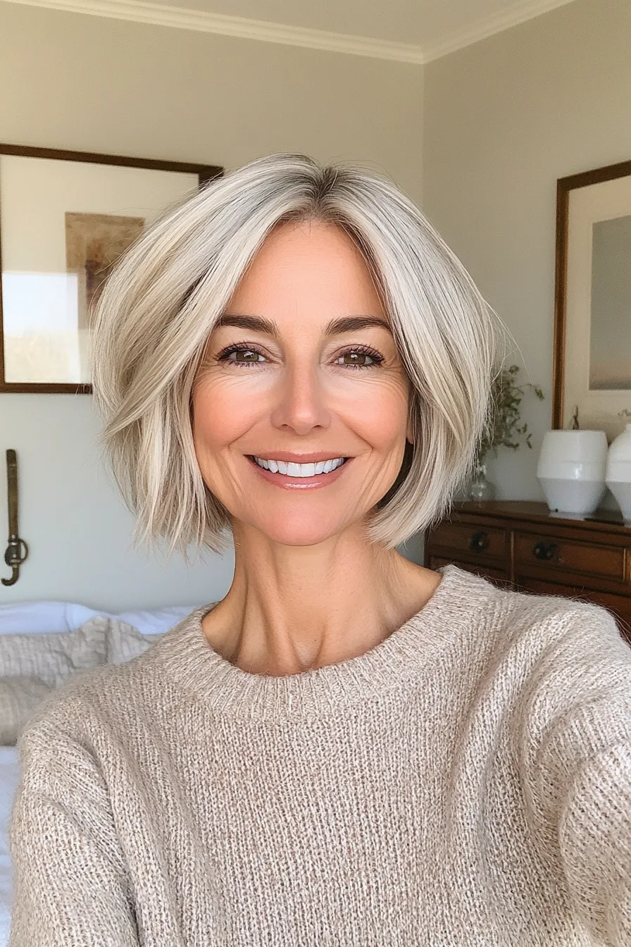 24. Inverted Crop with Medium Blonde (Short Hairstyles For Thick Hair For Women Over 50) - Short Hairstyles For Thick Hair For Women Over 50