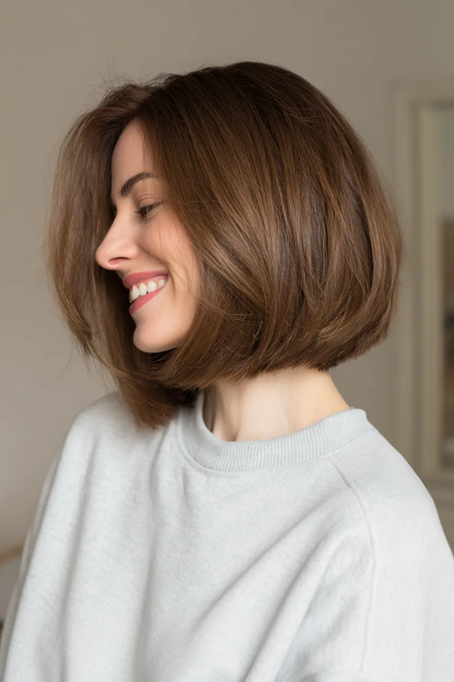 24. Polished Chestnut Shoulder Bob (Old Money Haircuts) - Old Money Haircuts