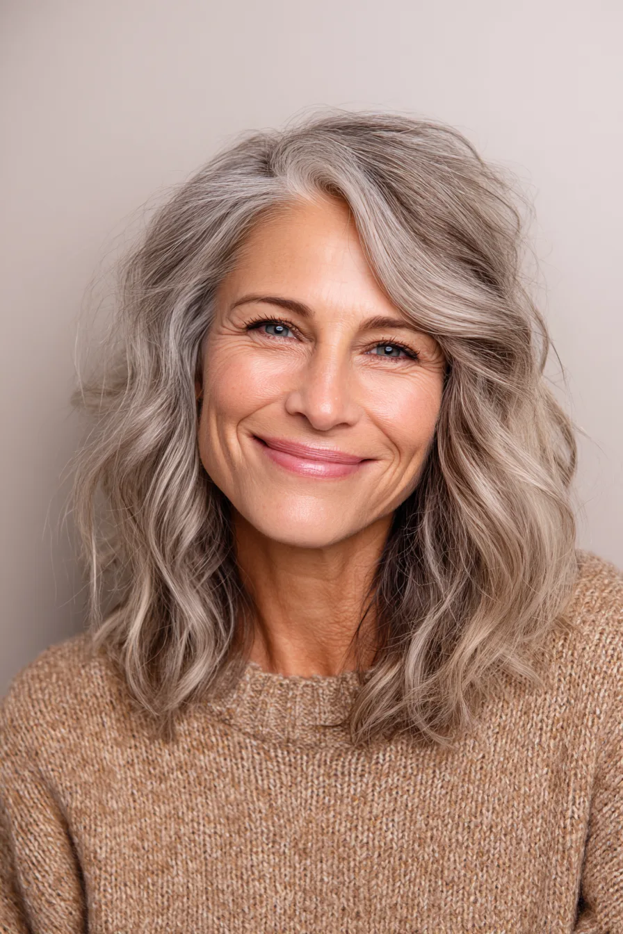 24. Soft Ash Lob with Light Waves (Fall Haircuts For Women Over 50) - Fall Haircuts For Women Over 50