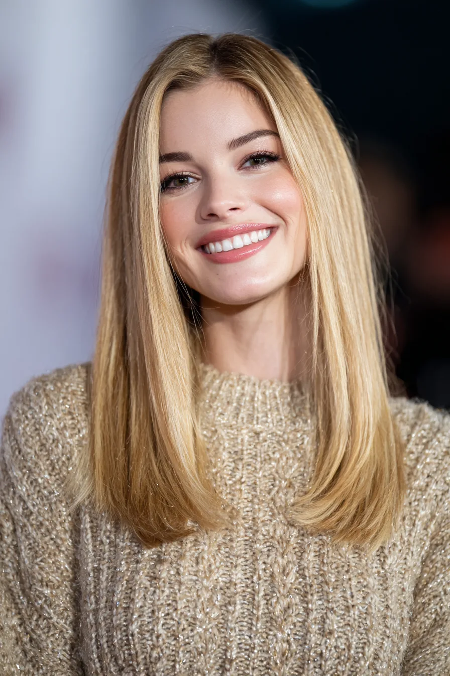 25. Golden Honey Straight Long Cut (Old Money Haircuts) - Old Money Haircuts