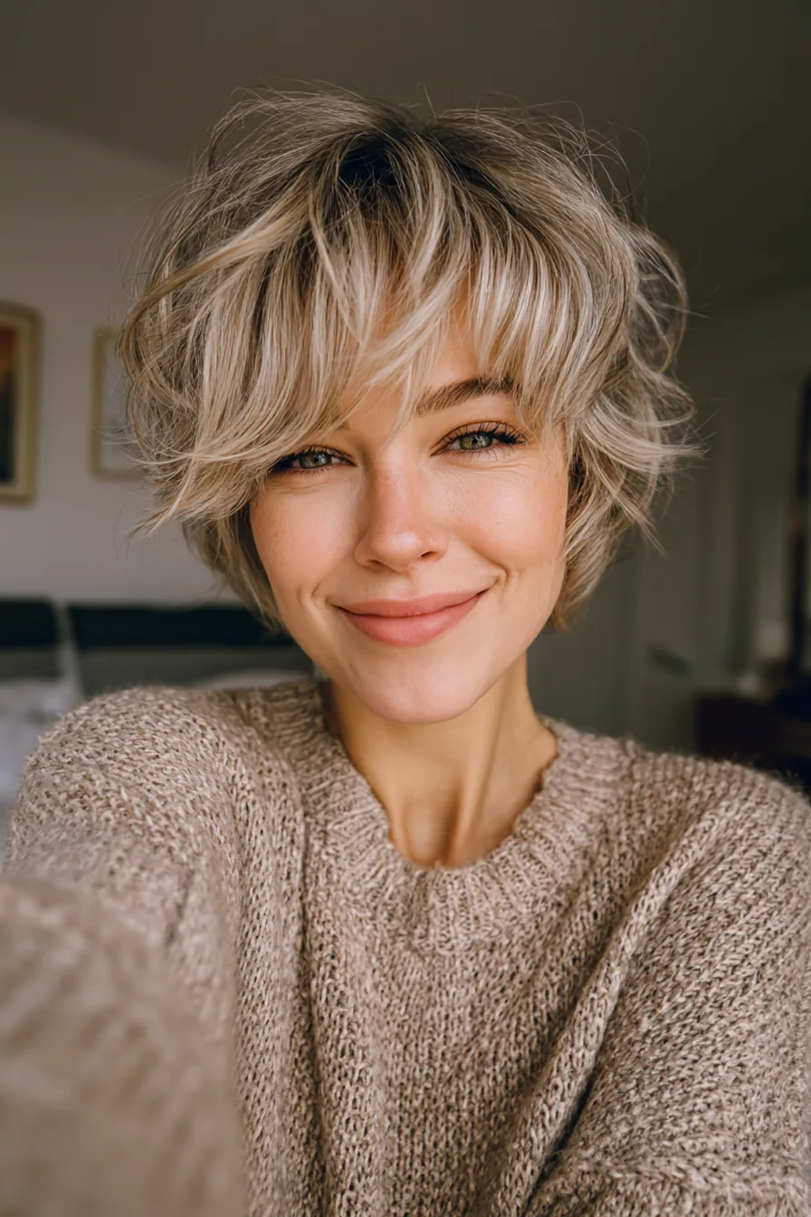 26. Cool Beige Layered Shag (Old Money Haircuts) - Old Money Haircuts