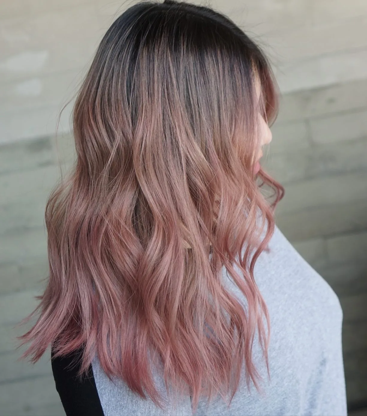 3. Dusty Rose with Shadow Root Blend (Dusty Rose Hair Color)