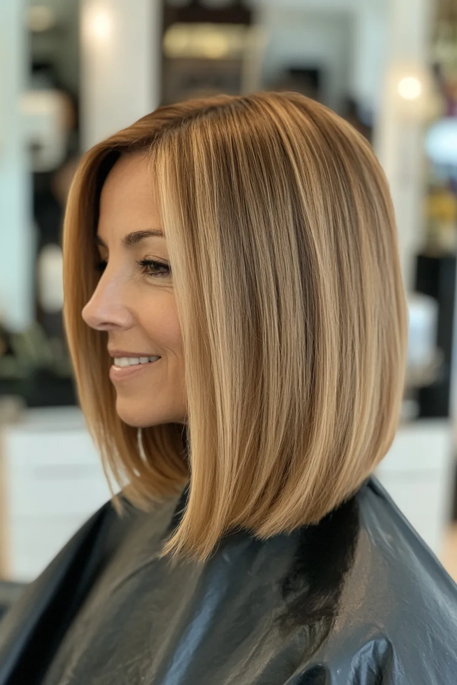 3. Golden Blonde Straight Blunt Lob (Blunt Haircuts For Women Over 60) - Blunt Haircuts For Women Over 60