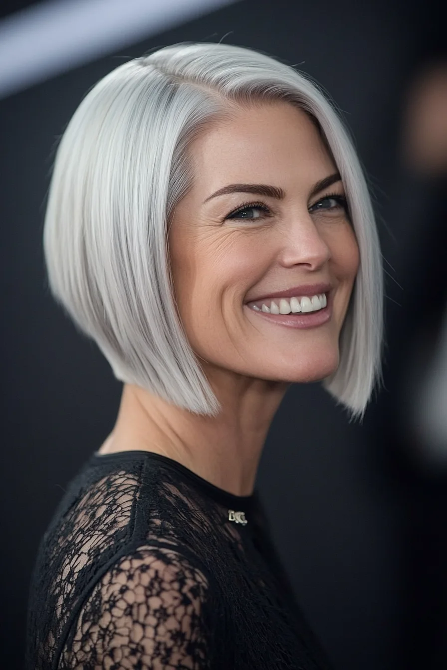 3. Icy Blonde Undercut Bob (Edgy Hairstyles For Women Over 60) - Edgy Hairstyles For Women Over 60