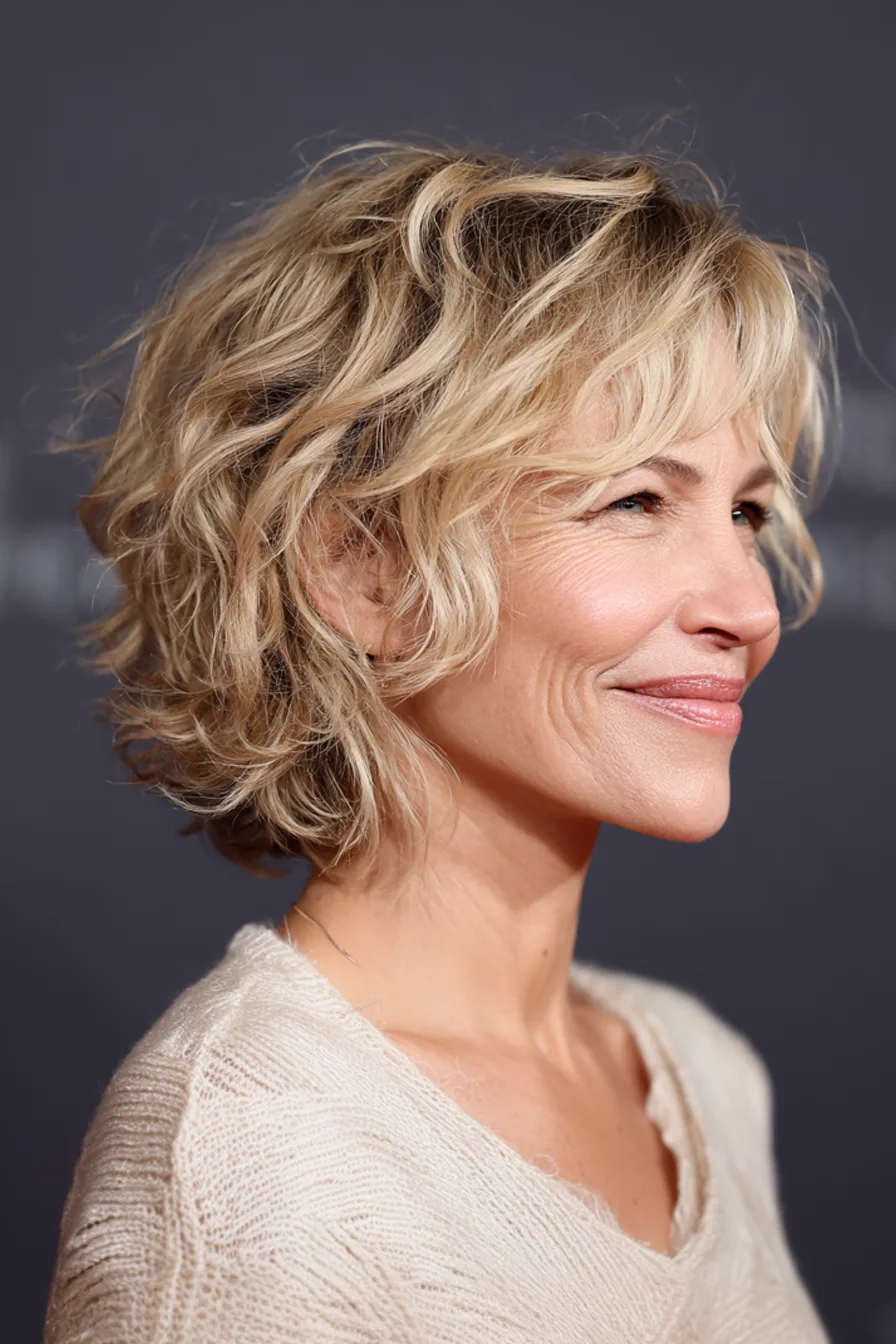 3. Soft Crop with Champagne Blonde Tone (Short Haircuts For Women Over 50 With Wavy Hair) - Short Haircuts For Women Over 50 With Wavy Hair