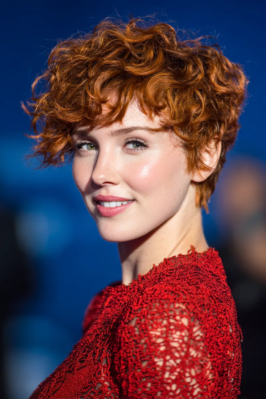 3. Textured Auburn Pixie Curls (Short Curled Hairstyles) - Short Curled Hairstyles
