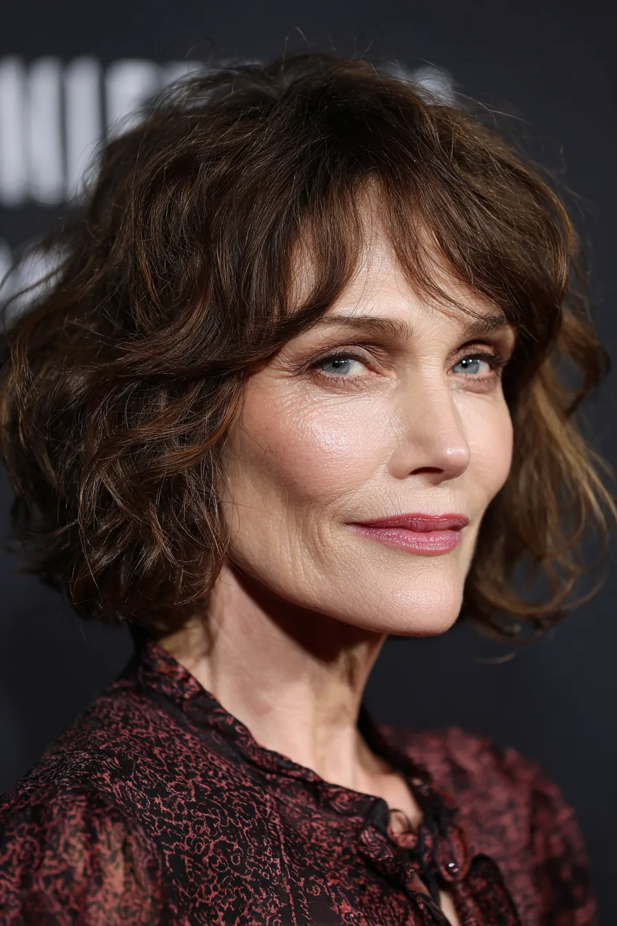 3. Wavy Shag with Deep Brown Undertones (Short Messy Hairstyles For Women Over 50) - Short Messy Hairstyles For Women Over 50