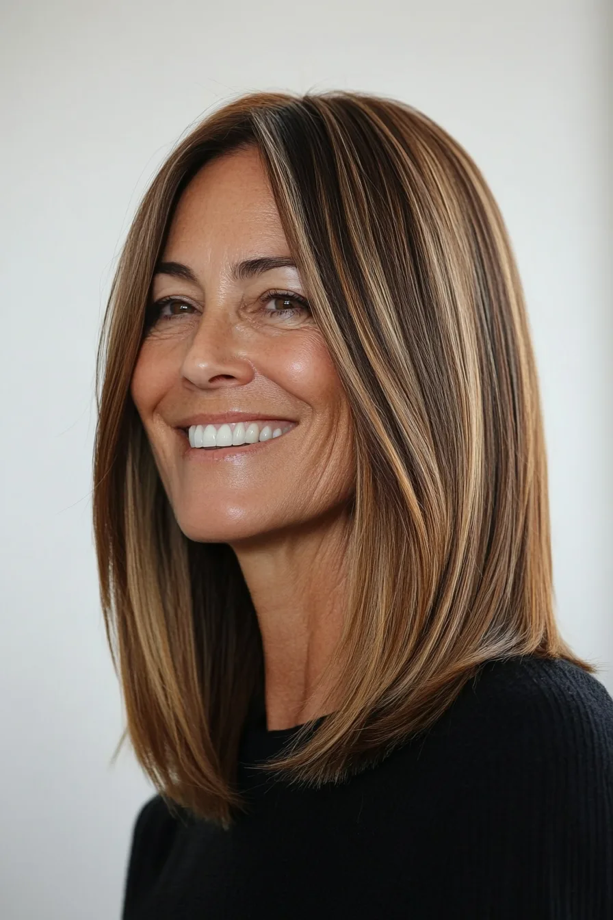 4. Shoulder-Length Cut with Subtle Caramel Balayage (Easy Haircuts For Women Over 40) - Easy Haircuts For Women Over 40
