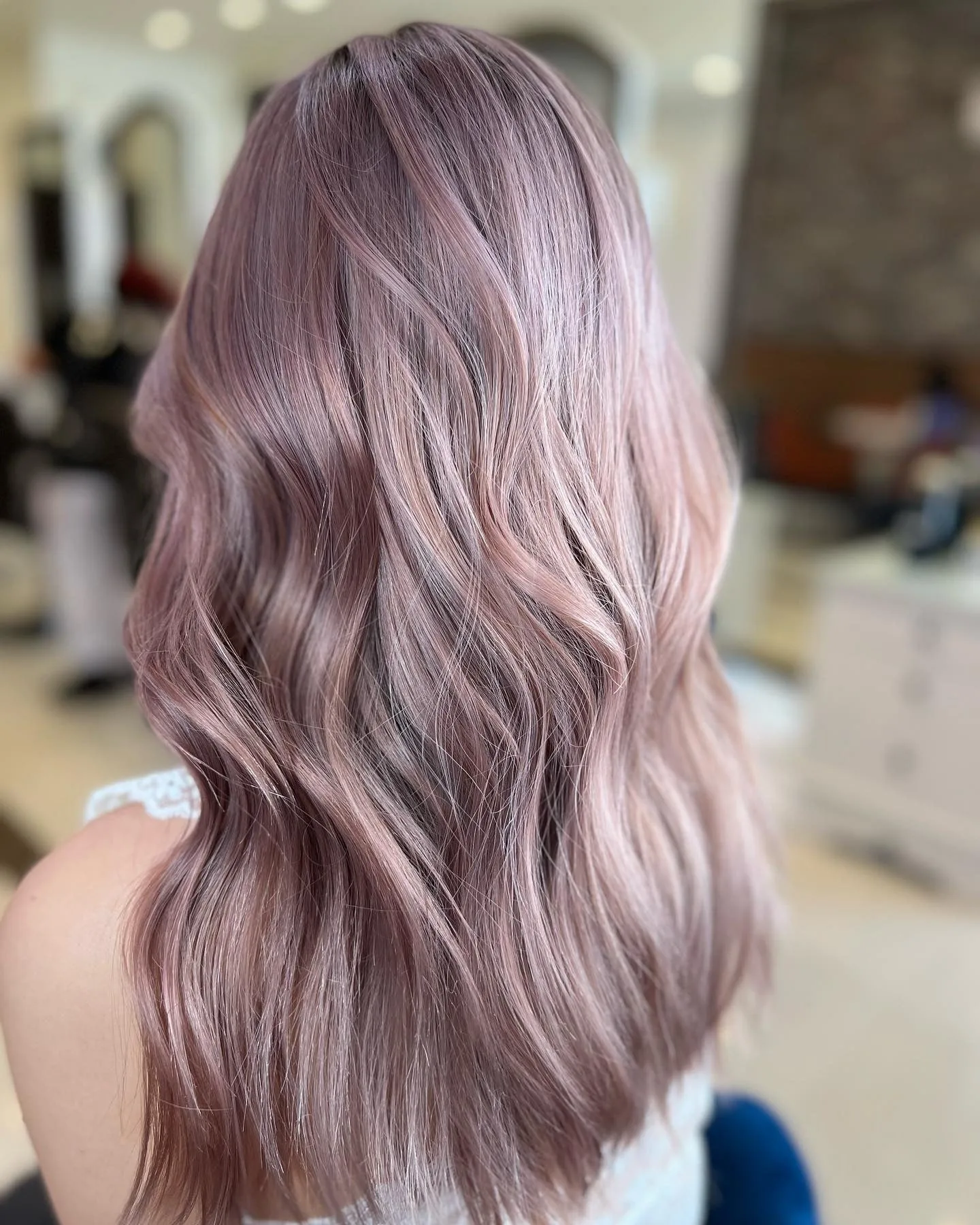 4. Soft Lavender-Rose Waves (Dusty Rose Hair Color)