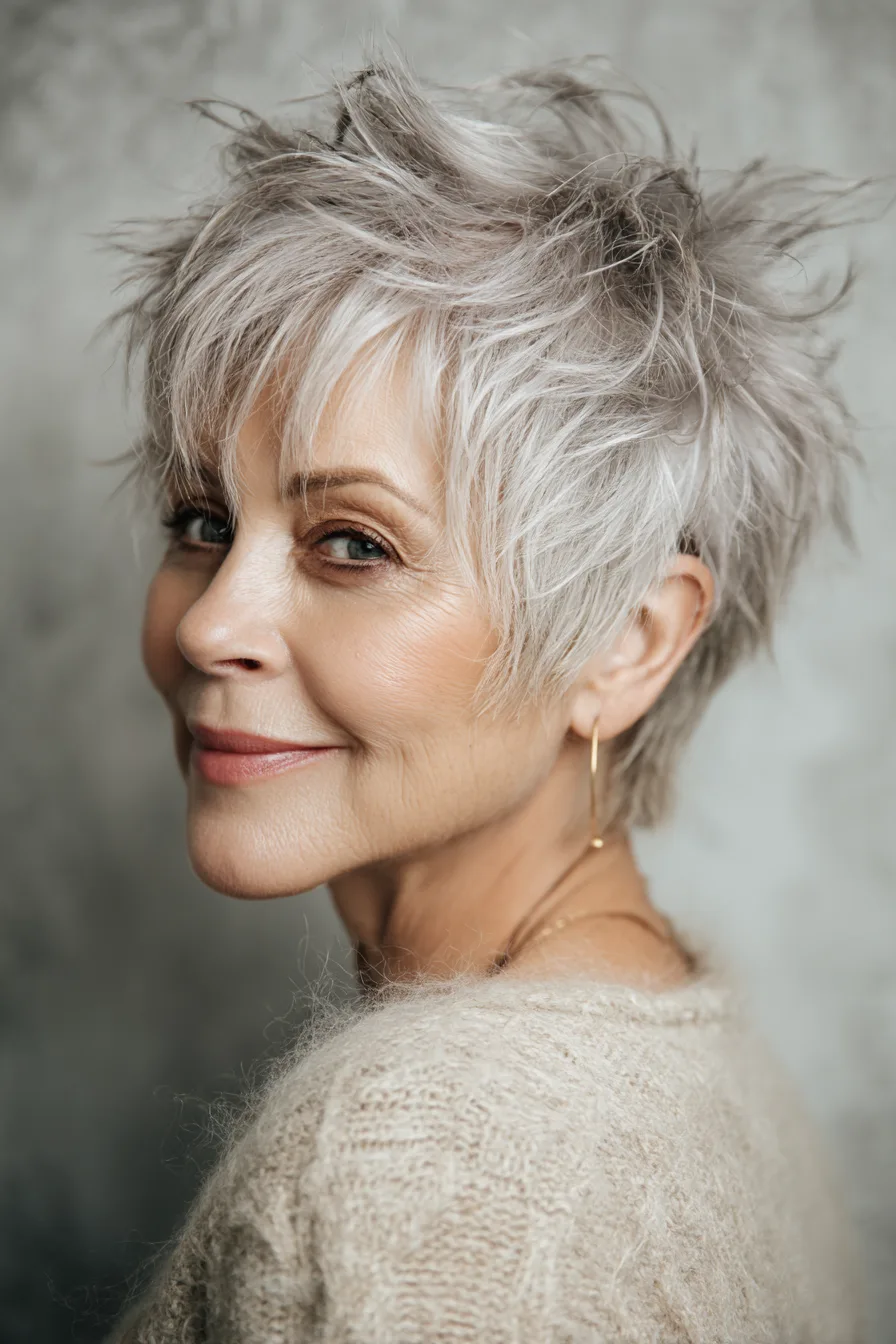 5. Choppy Pixie with Ash Blonde Layers (Short Messy Hairstyles For Women Over 50) - Short Messy Hairstyles For Women Over 50