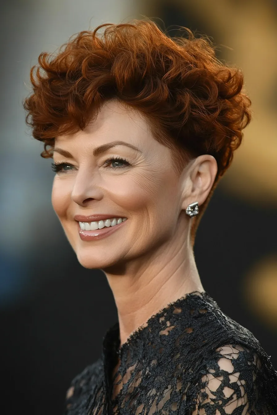 5. Curled Undercut with Deep Auburn (Short Hairstyles For Thick Hair For Women Over 50) - Short Hairstyles For Thick Hair For Women Over 50