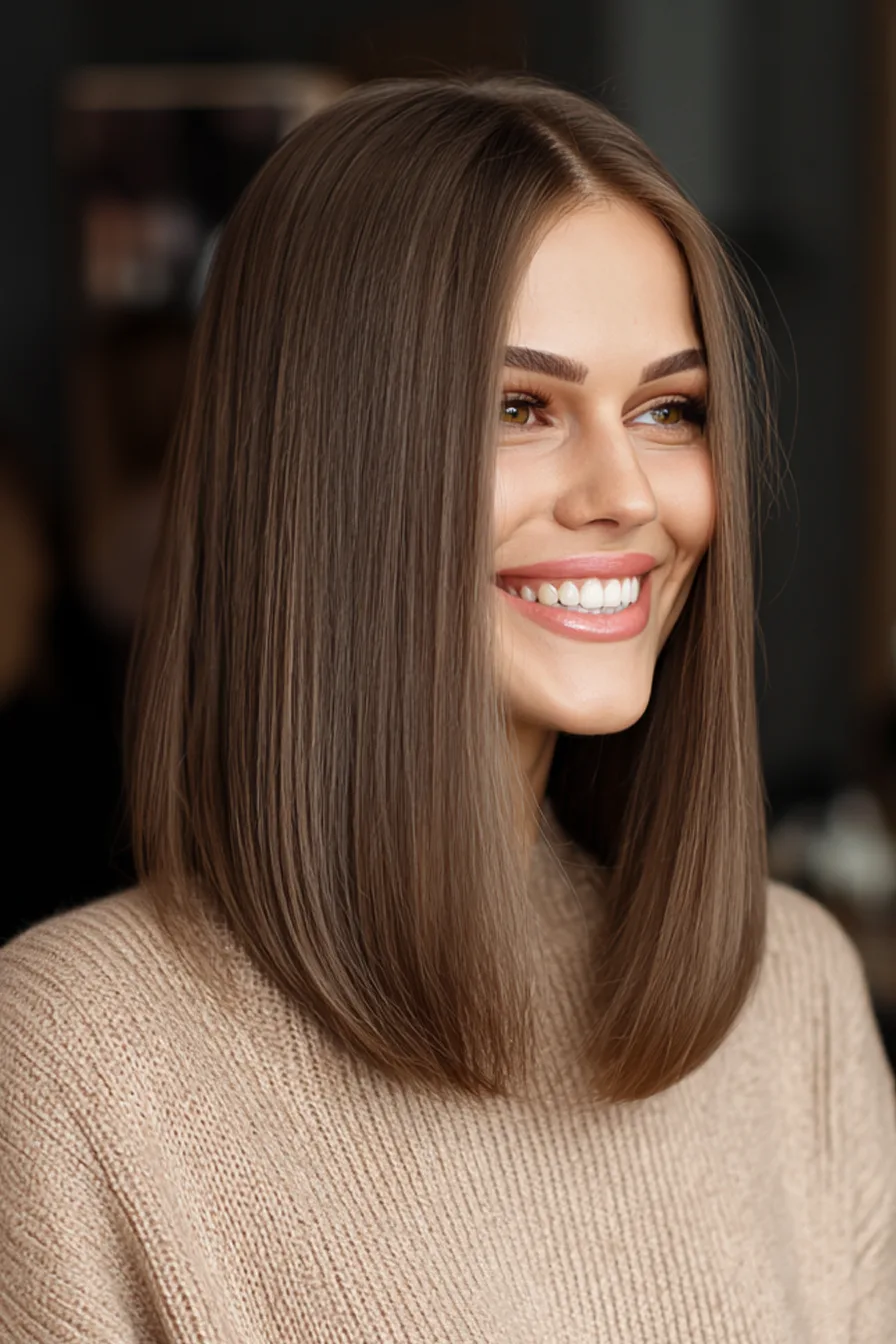 5. Sleek Ash Brown Straight Cut (Old Money Haircuts) - Old Money Haircuts
