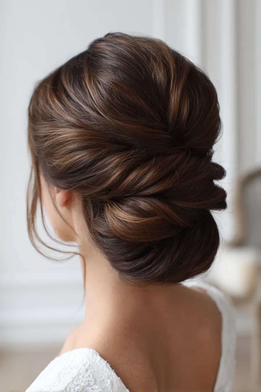 6. Classic French Twist in Deep Brown (Wedding Hairstyles) - Wedding Hairstyles