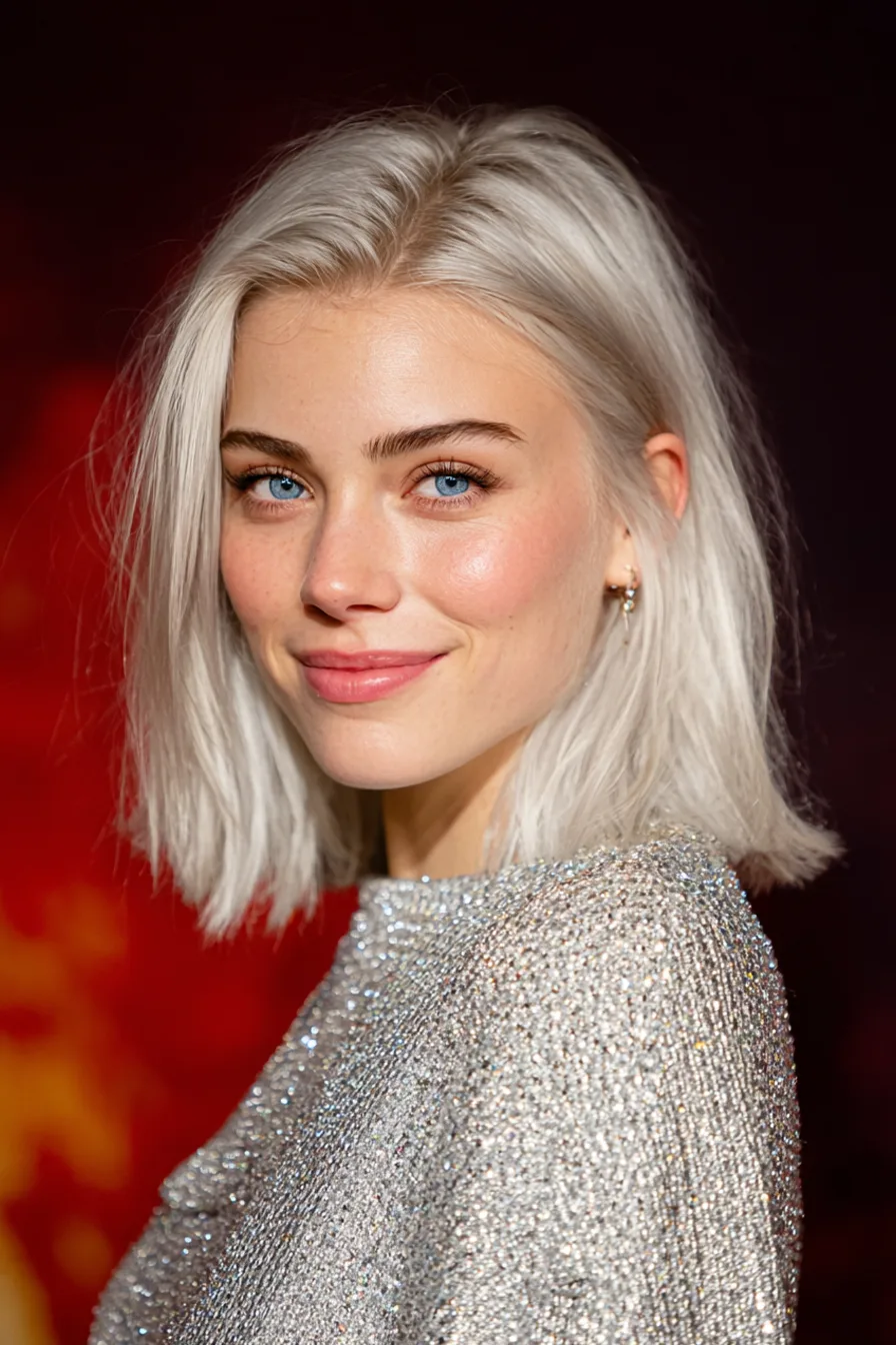 6. Graceful Platinum Shoulder Cut (Old Money Haircuts) - Old Money Haircuts