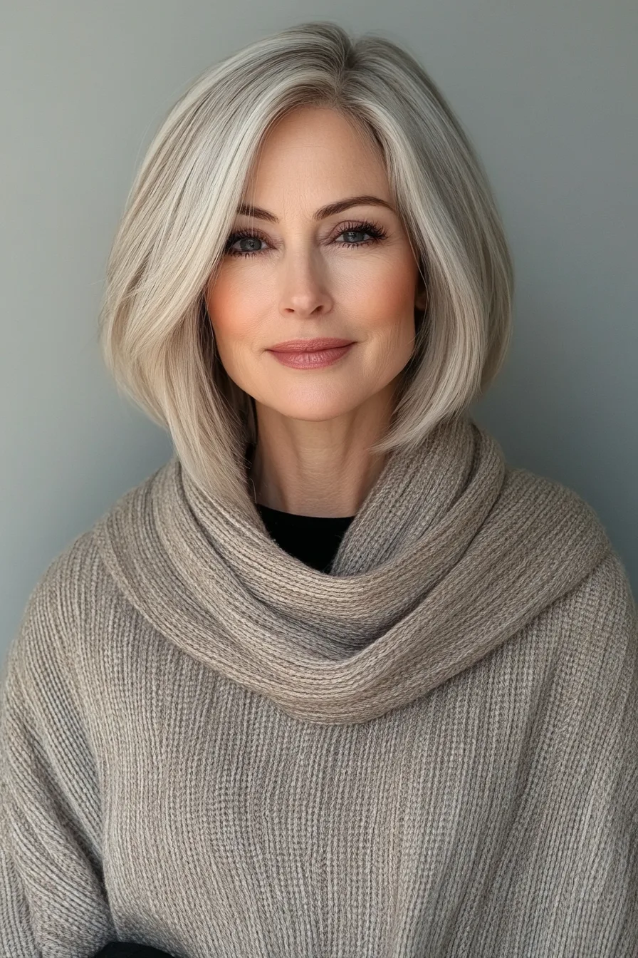 6. Soft Beige Blonde Collarbone Blunt Cut (Blunt Haircuts For Women Over 60) - Blunt Haircuts For Women Over 60