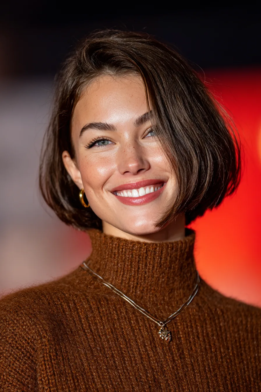 7. Elegant Espresso Blunt Bob (Old Money Haircuts) - Old Money Haircuts
