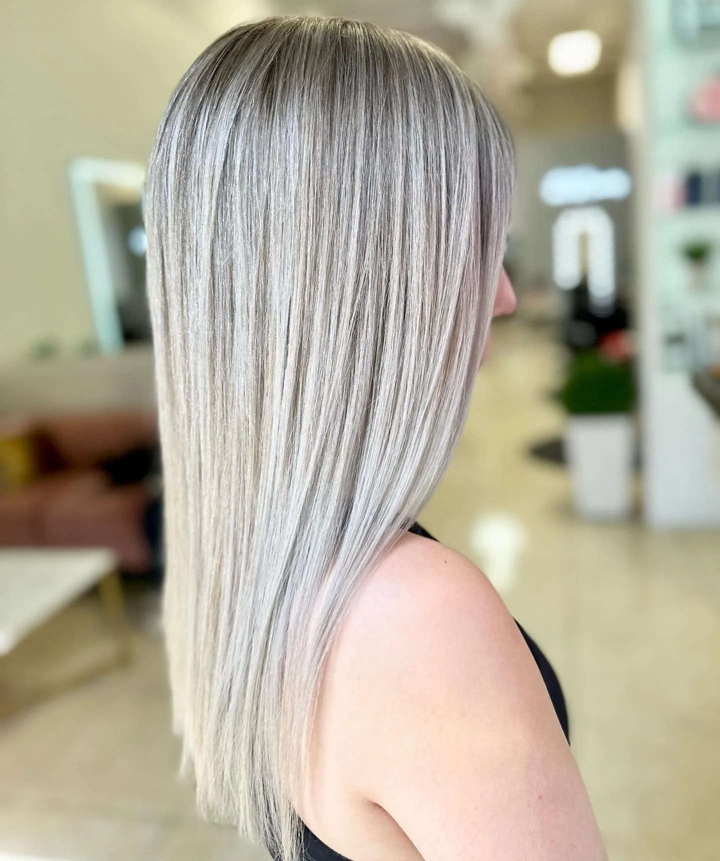 7. Gradient Ash Platinum with Blended Length (Ash Platinum Hair Color)