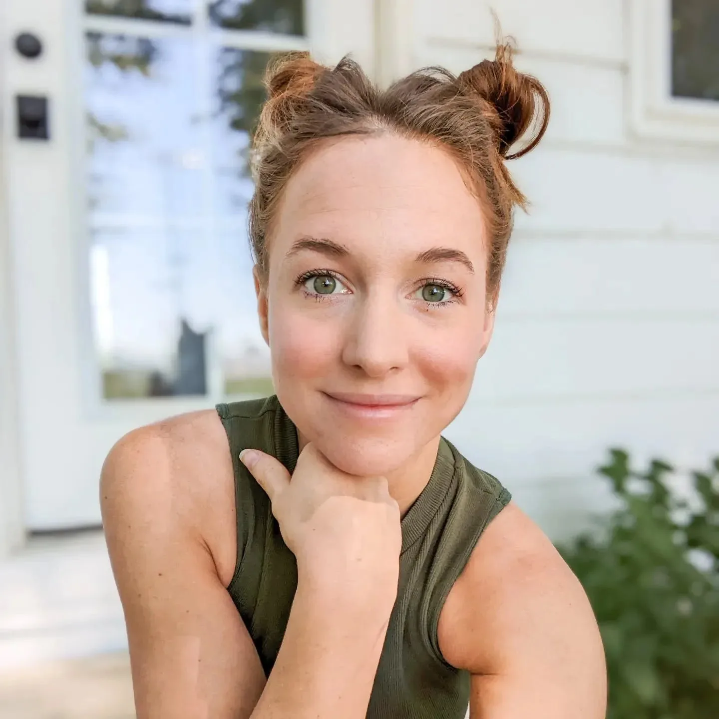 7. Textured Auburn Space Buns on Short Hair (Space Buns Hairstyles)