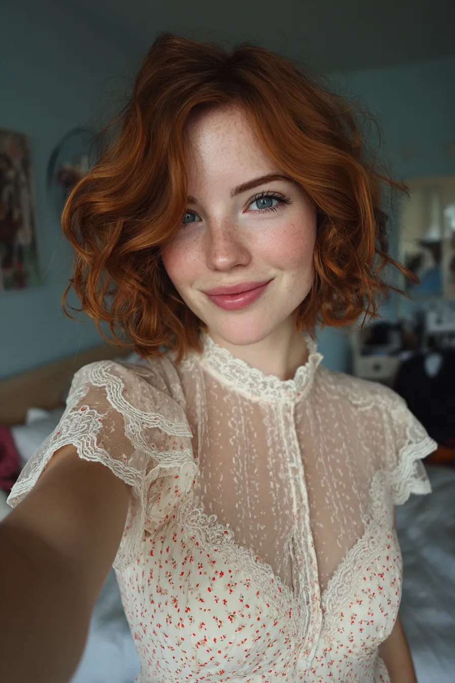 8. Curled Bob with Light Copper Tint (Wedding Hairstyles) - Wedding Hairstyles