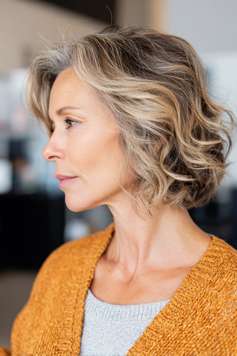 8. French Bob with Soft Balayage (Short Haircuts For Women Over 50 With Wavy Hair) - Short Haircuts For Women Over 50 With Wavy Hair