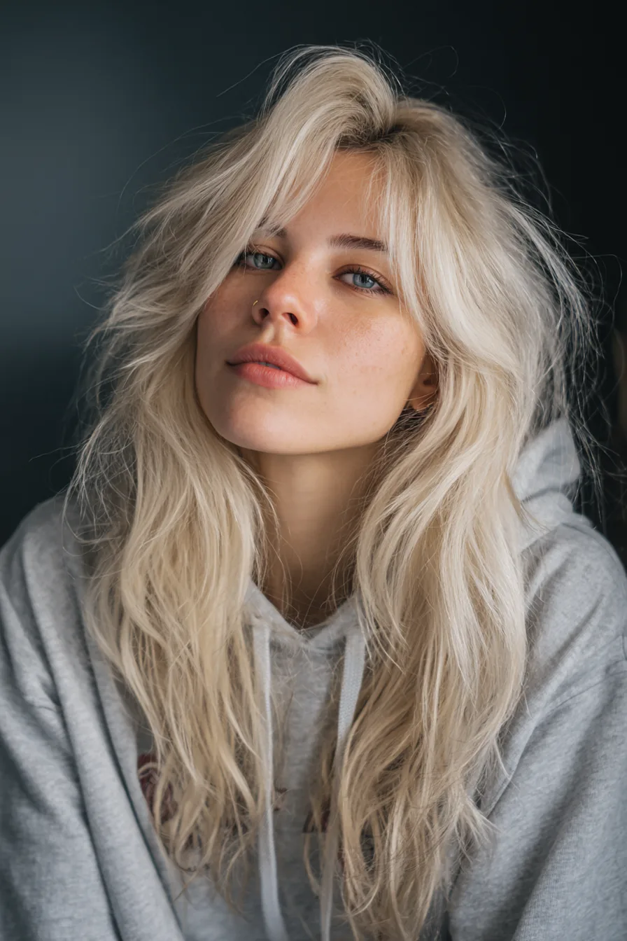 8. Ivory Blonde Long Shag Layers (Old Money Haircuts) - Old Money Haircuts