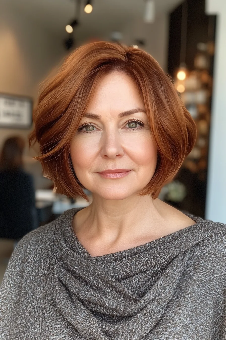 8. Rounded Bob in Light Auburn (Easy Haircuts For Women Over 40) - Easy Haircuts For Women Over 40