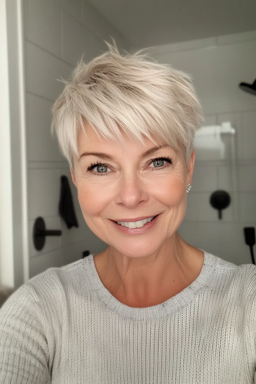 9. Cool Blonde Crop with Layered Crown (Edgy Hairstyles For Women Over 60) - Edgy Hairstyles For Women Over 60