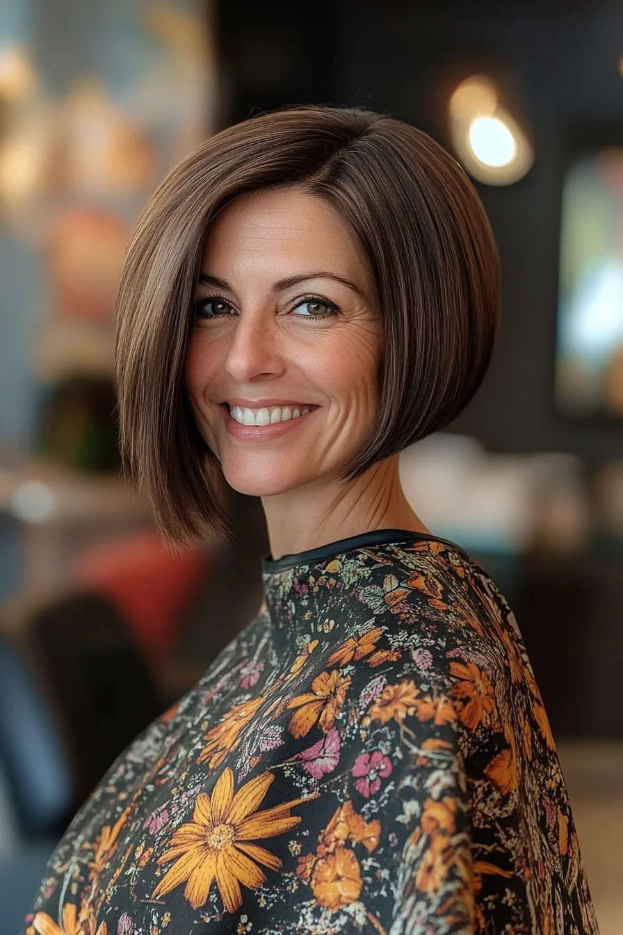 9. Espresso Asymmetrical Undercut Bob (Undercut Hairstyles For Women Over 50) - Undercut Hairstyles For Women Over 50